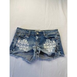 Vintage Zanadi Women Y2K Micro Mini Denim Shorts Size‎ 5 Low Rise Booty Festival